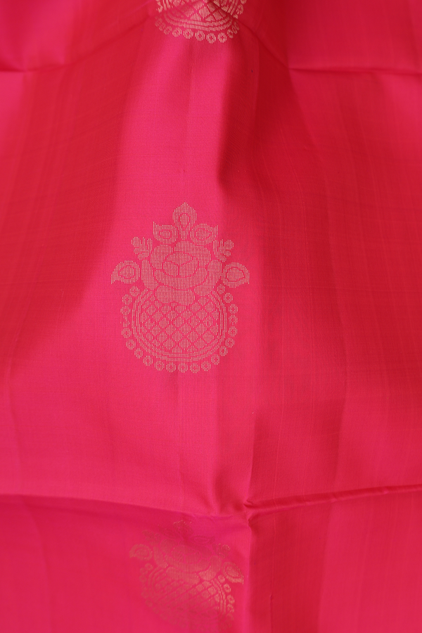 Soft Silk Saree In Punch Pink With Zari Motifs