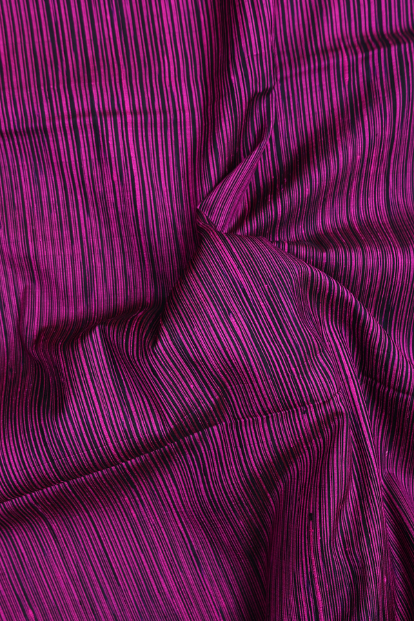 Soft Silk Saree In Purple And Black With Stripes Design