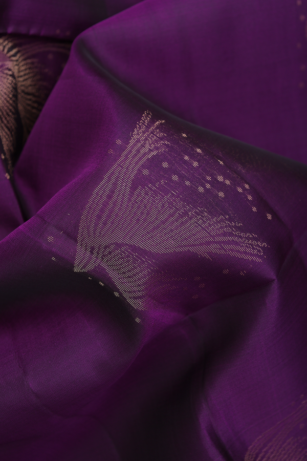 Soft Silk Saree In Purple With Birds Motifs