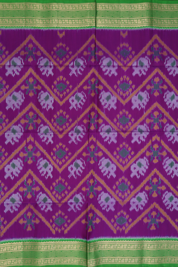 Soft Silk Saree In Purple With Chevron Design