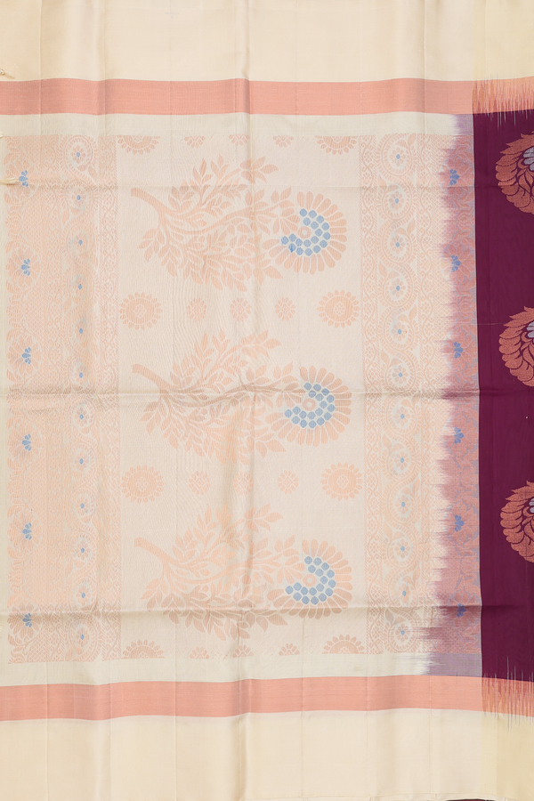 Soft Silk Saree In Purple With Paisley Motifs