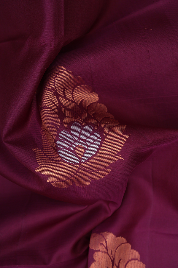 Soft Silk Saree In Purple With Paisley Motifs