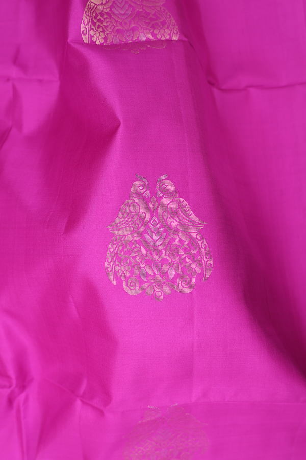 Soft Silk Saree In Purple With Peacock Motifs