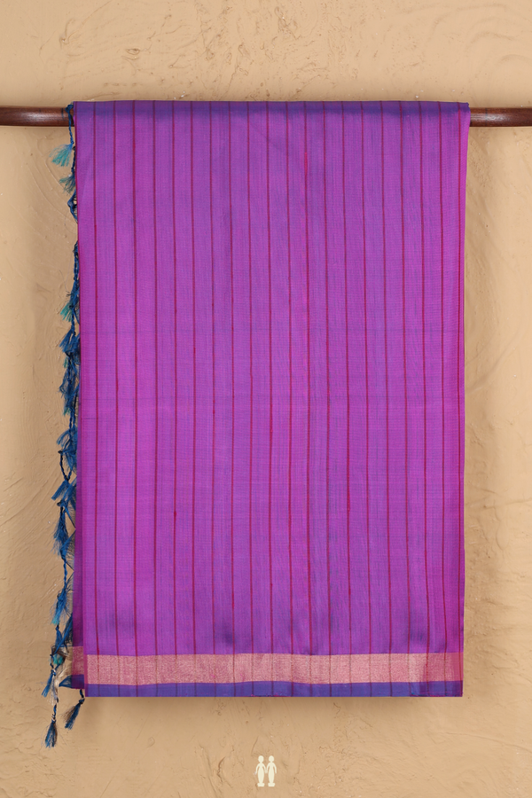 Soft Silk Saree In Purple With Stripes Design