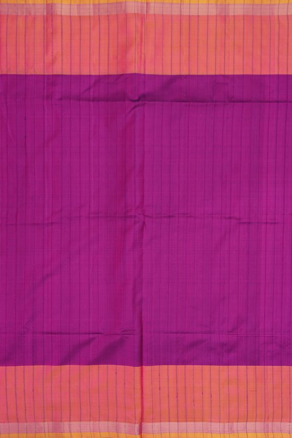 Soft Silk Saree In Purple With Self Stripes Design