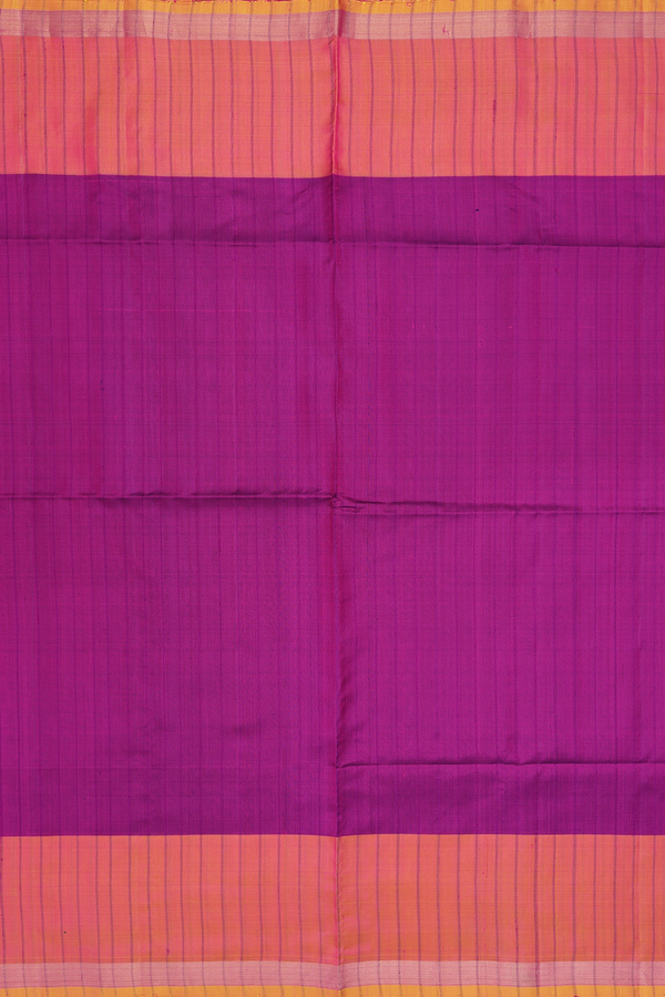 Soft Silk Saree In Purple With Self Stripes Design