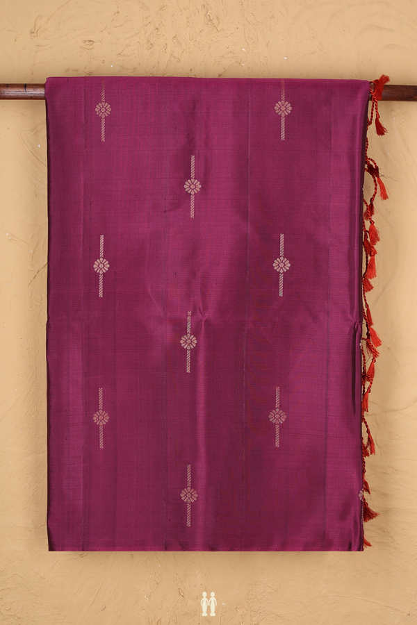 Soft Silk Saree In Purple With Zari Buttas