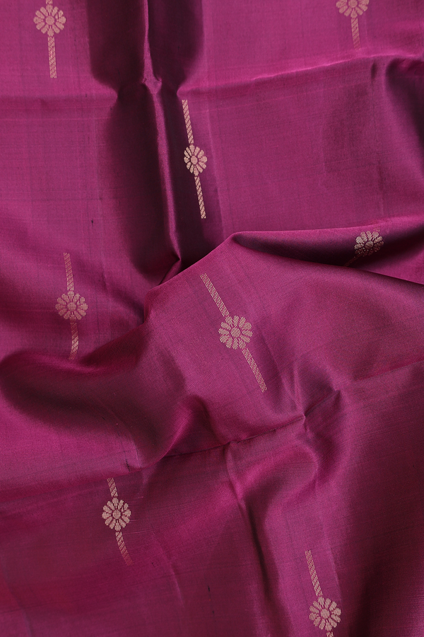 Soft Silk Saree In Purple With Zari Buttas