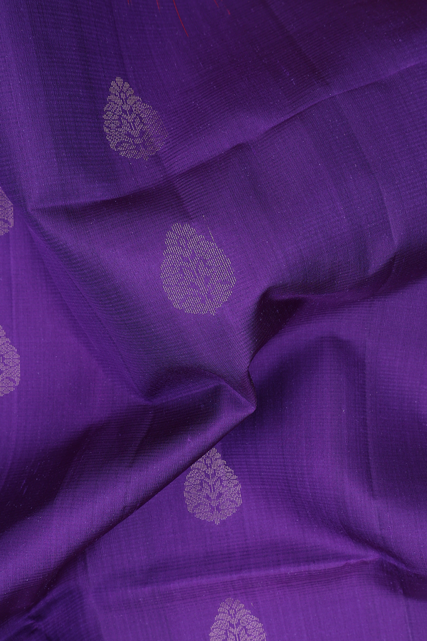 Soft Silk Saree In Purple With Zari Buttas