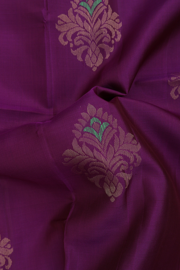 Soft Silk Saree In Purple With Zari Motifs