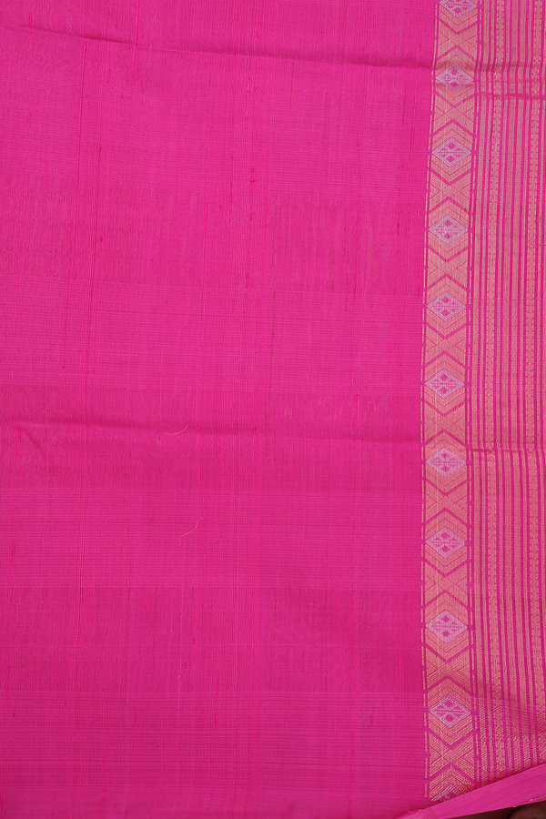 Raw Silk Saree In Rani Pink With Allover Design