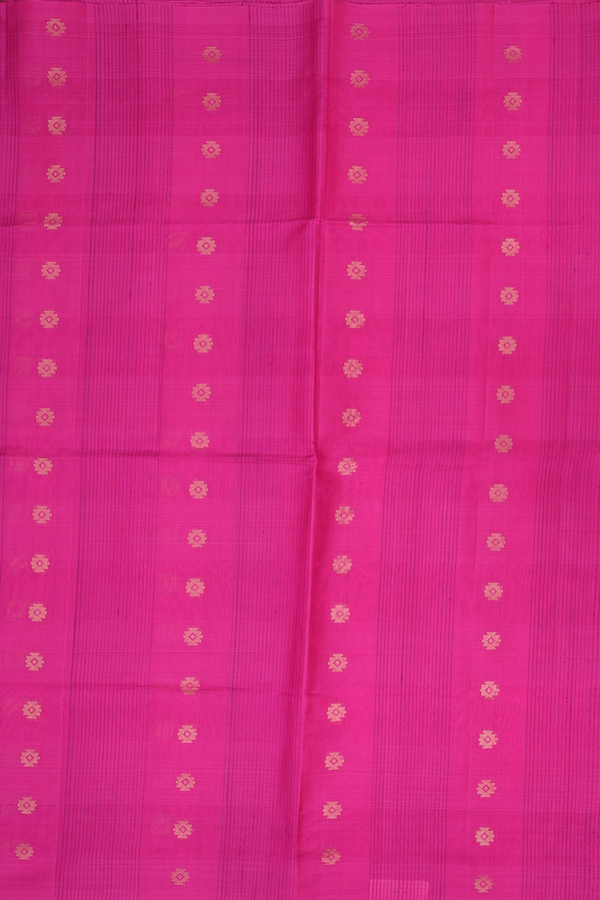 Raw Silk Saree In Rani Pink With Allover Design