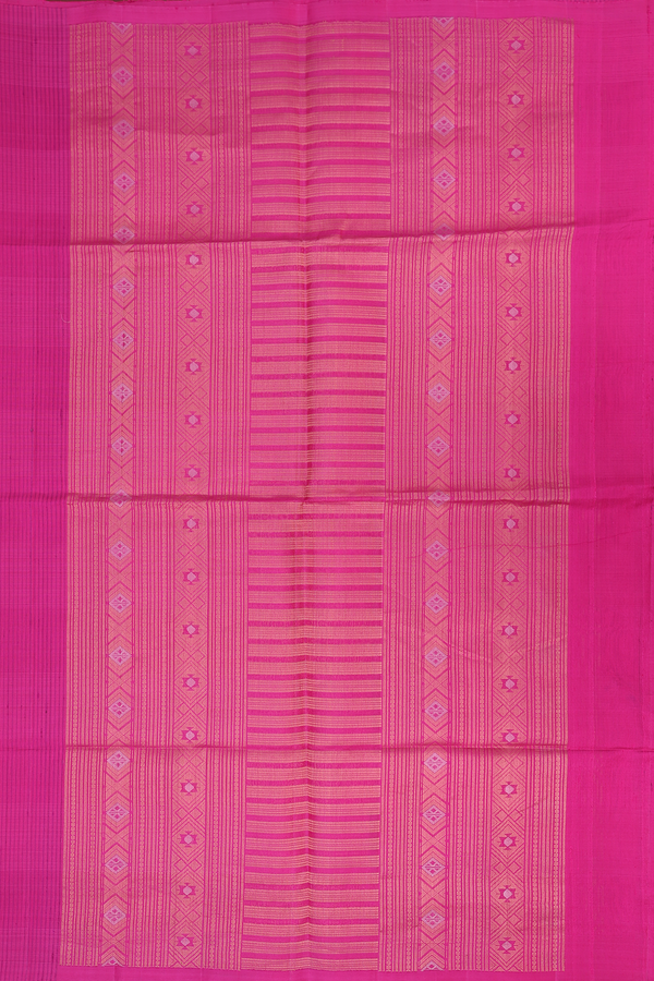 Raw Silk Saree In Rani Pink With Allover Design