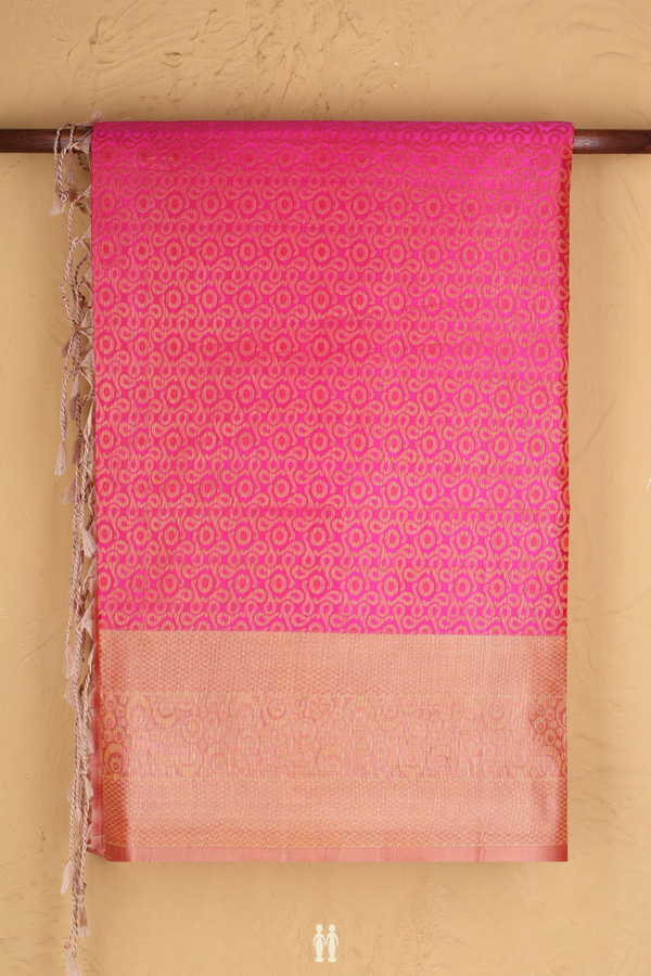 Soft Silk Saree In Rani Pink With Brocade Design