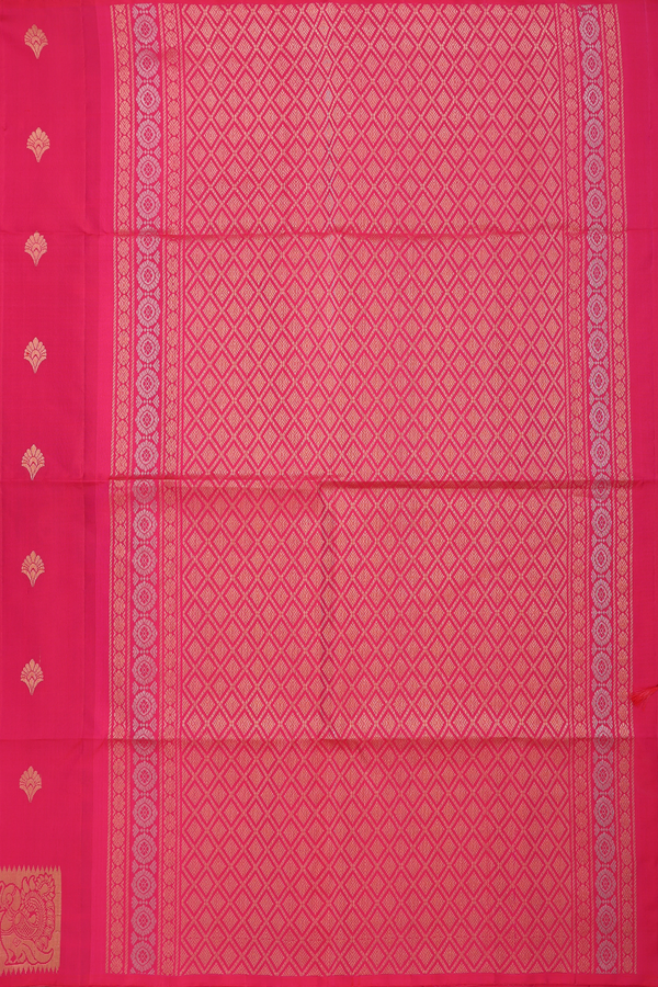 Soft Silk Saree In Rani Pink With Floral Buttas