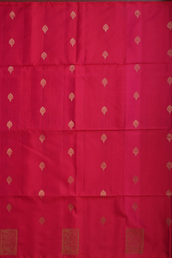 Soft Silk Saree In Rani Pink With Floral Buttas