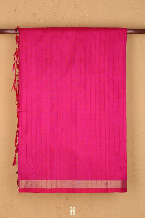 Soft Silk Saree In Rani Pink With Self Stripes Design