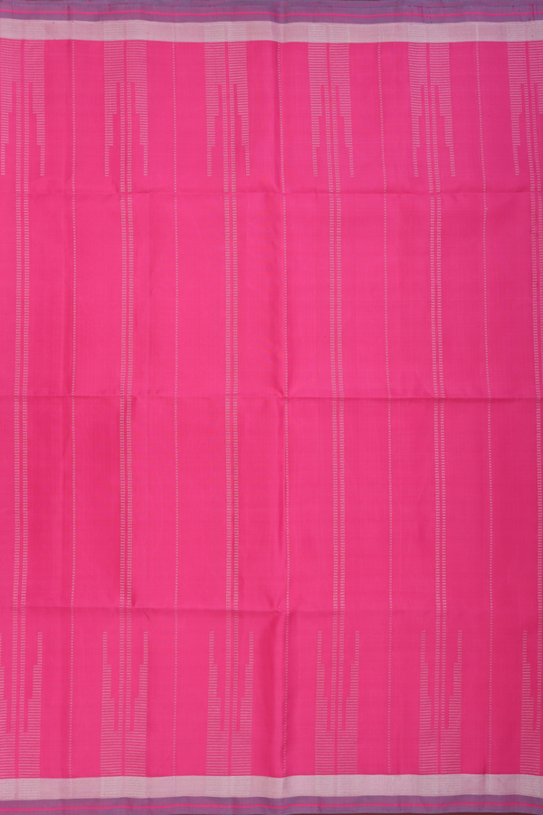 Soft Silk Saree In Rani Pink With Stripes Design
