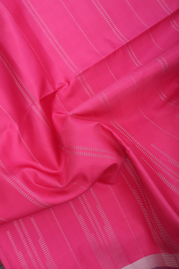 Soft Silk Saree In Rani Pink With Stripes Design