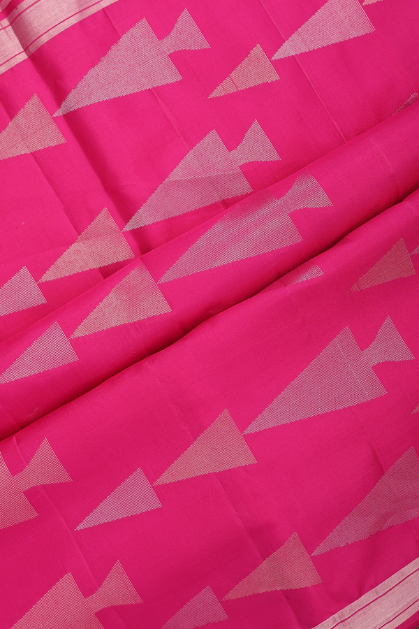 Soft Silk Saree In Rani Pink With Zari Buttas