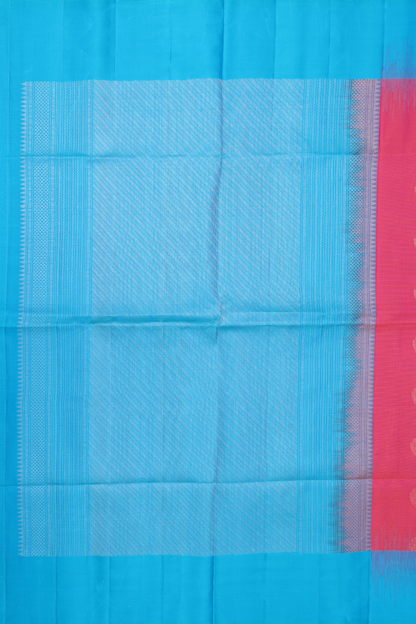 Soft Silk Saree In Rani Pink With Zari Buttas