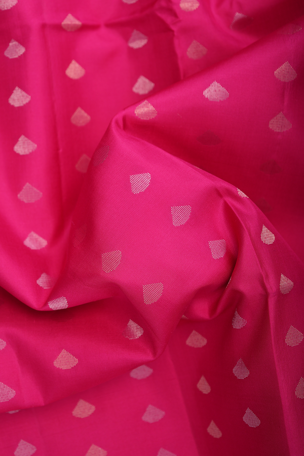 Soft Silk Saree In Rani Pink With Zari Buttas