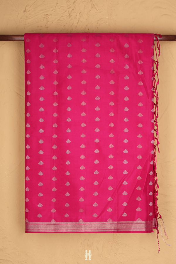 Soft Silk Saree In Rani Pink With Zari Buttas
