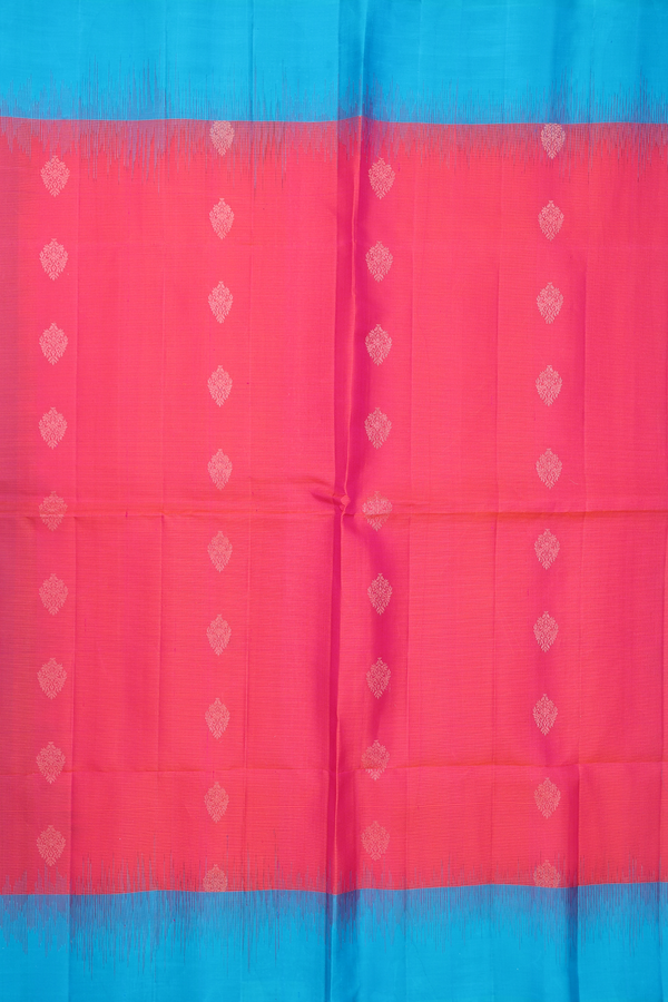 Soft Silk Saree In Rani Pink With Zari Buttas