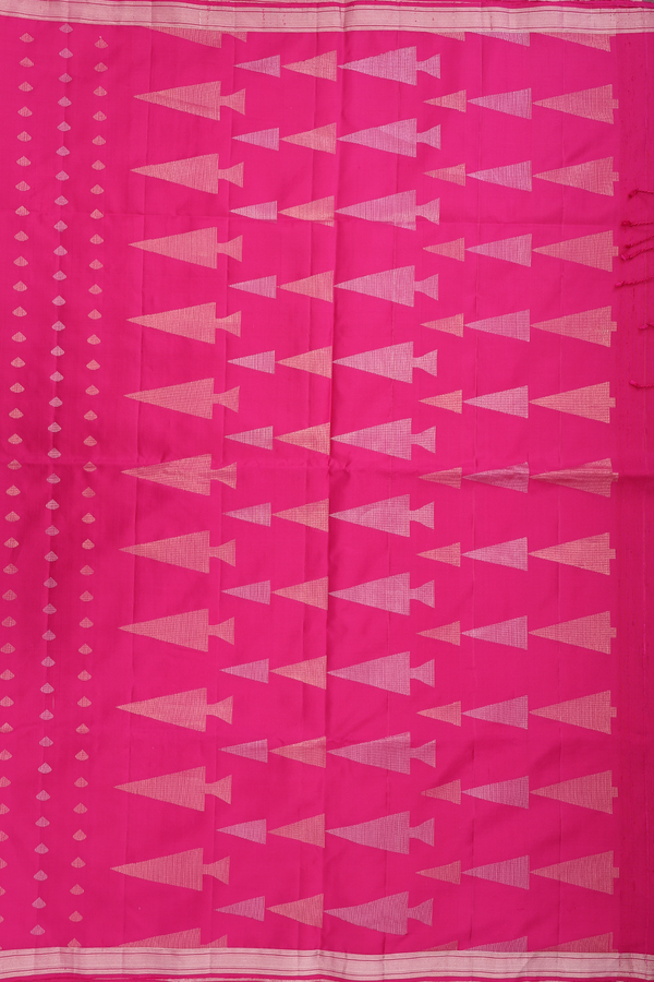 Soft Silk Saree In Rani Pink With Zari Buttas