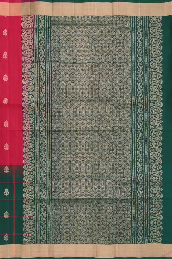 Soft Silk Saree In Rose Red With Paisley Buttas