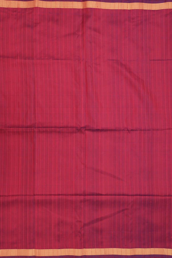 Soft Silk Saree In Red With Self Stripes Design