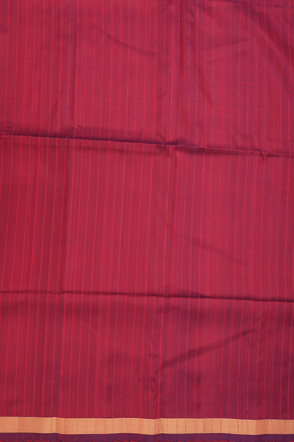 Soft Silk Saree In Red With Self Stripes Design