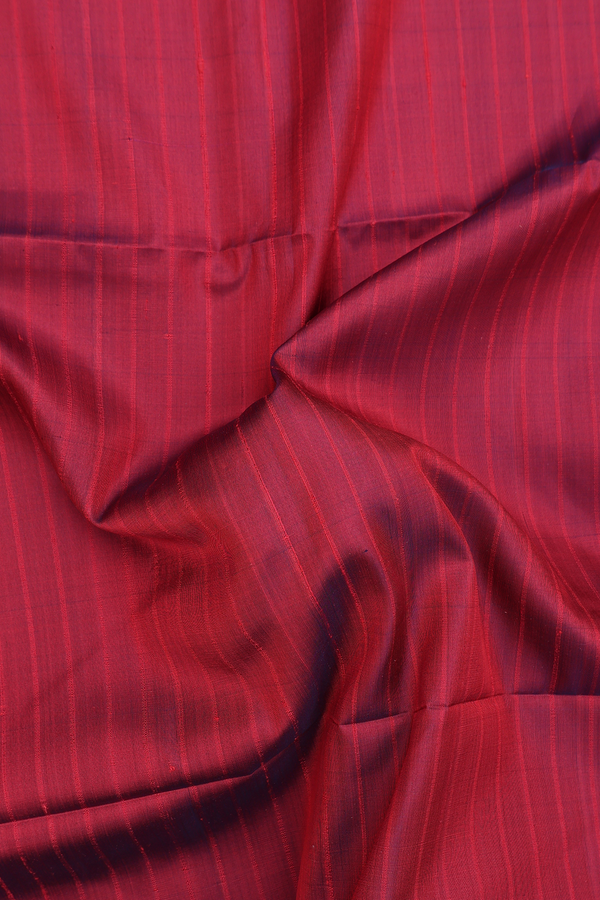 Soft Silk Saree In Red With Self Stripes Design