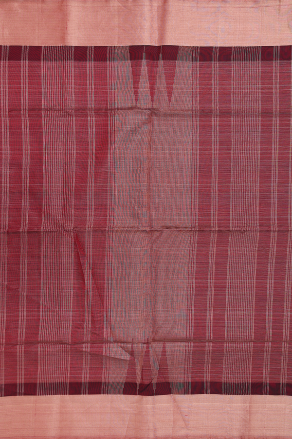 Soft Silk Saree In Red With Stripes Design