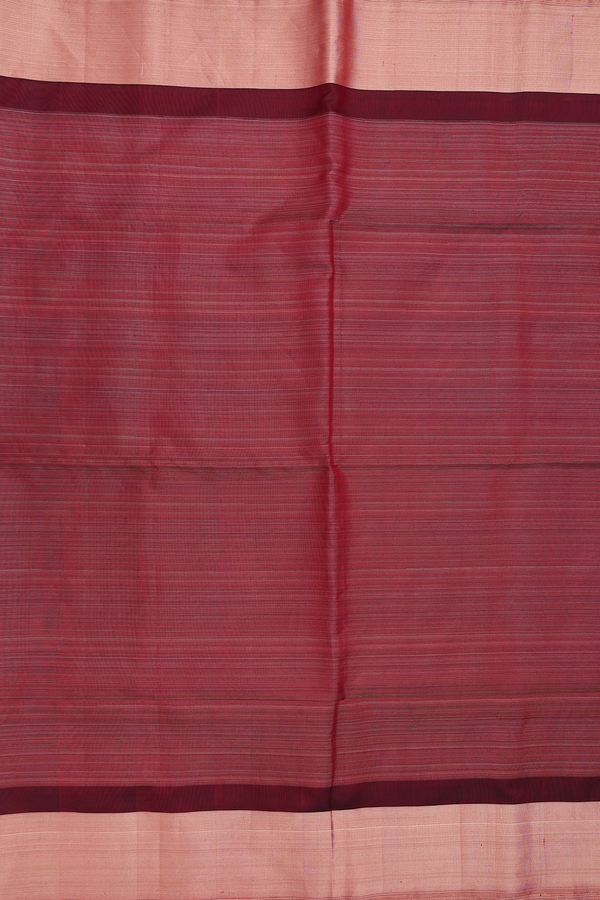 Soft Silk Saree In Red With Stripes Design