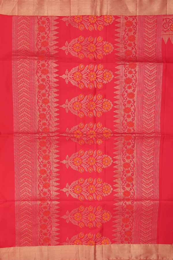 Soft Silk Saree In Red With Zari Buttis