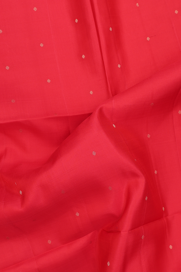 Soft Silk Saree In Red With Zari Buttis