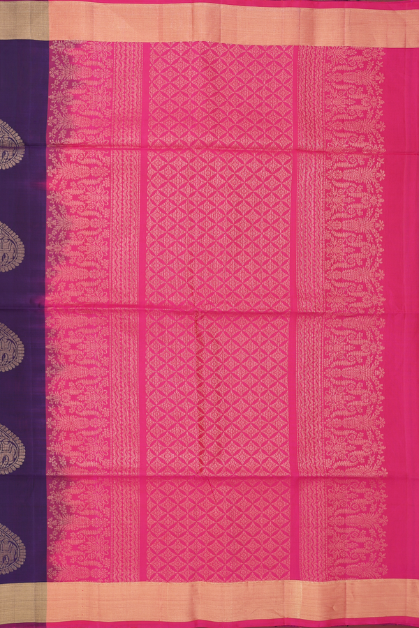 Soft Silk Saree In Regal Purple With Elephant Motifs