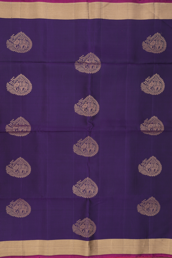 Soft Silk Saree In Regal Purple With Elephant Motifs