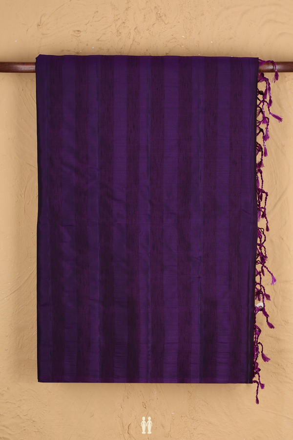 Soft Silk Saree In Regal Purple With Self Stripes Design