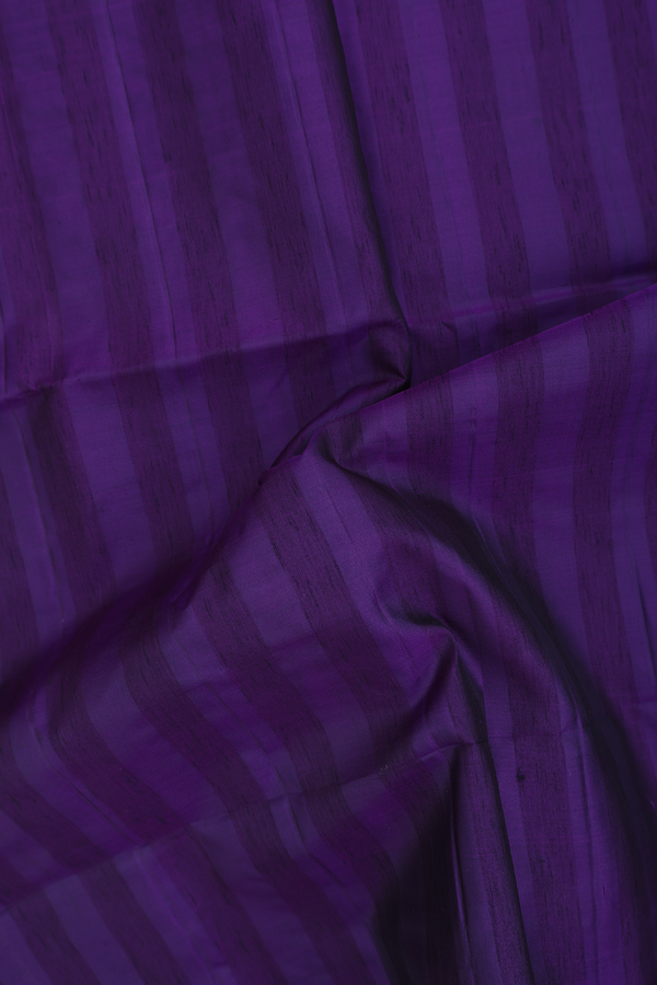 Soft Silk Saree In Regal Purple With Self Stripes Design