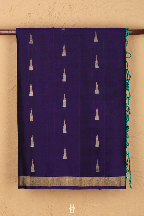 Soft Silk Saree In Royal Blue With Temple Buttas