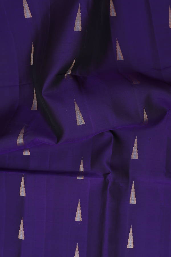 Soft Silk Saree In Royal Blue With Temple Buttas