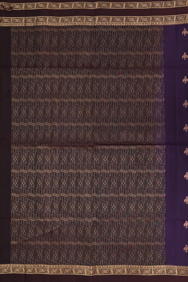 Soft Silk Saree In Regal Purple With Zari Buttas