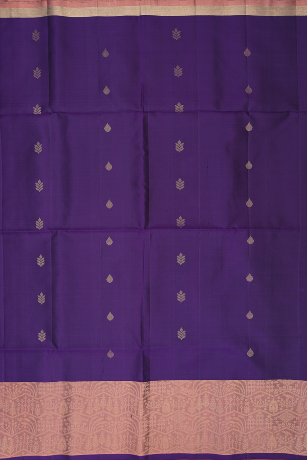 Soft Silk Saree In Regal Purple With Zari Buttas