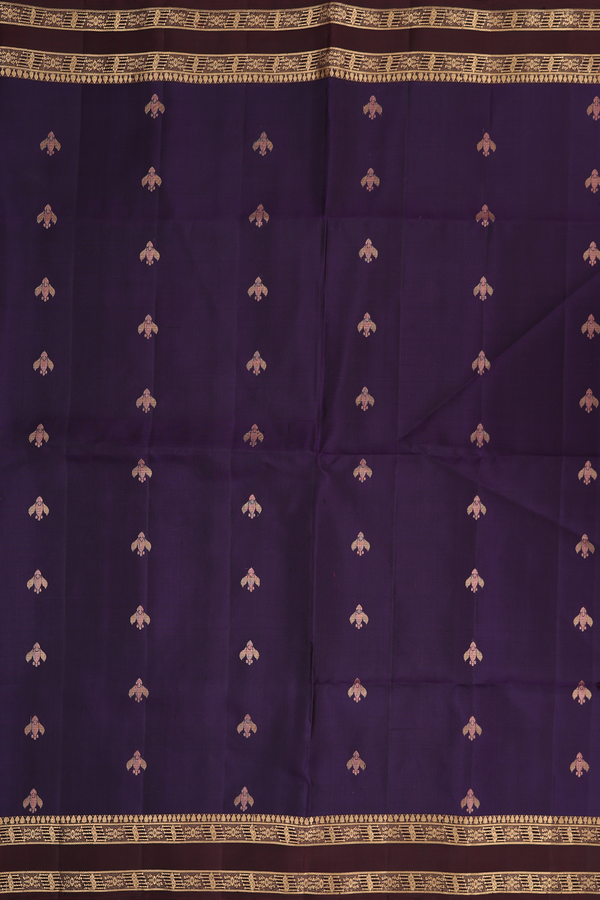 Soft Silk Saree In Regal Purple With Zari Buttas