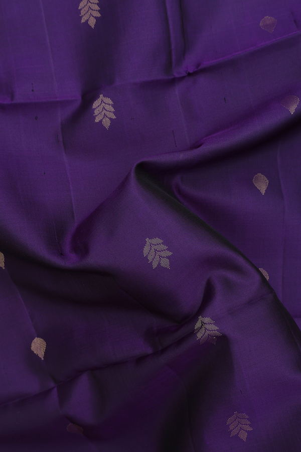 Soft Silk Saree In Regal Purple With Zari Buttas