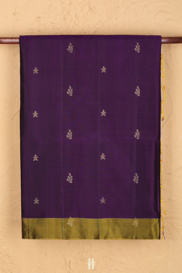 Soft Silk Saree In Regal Purple With Zari Buttis