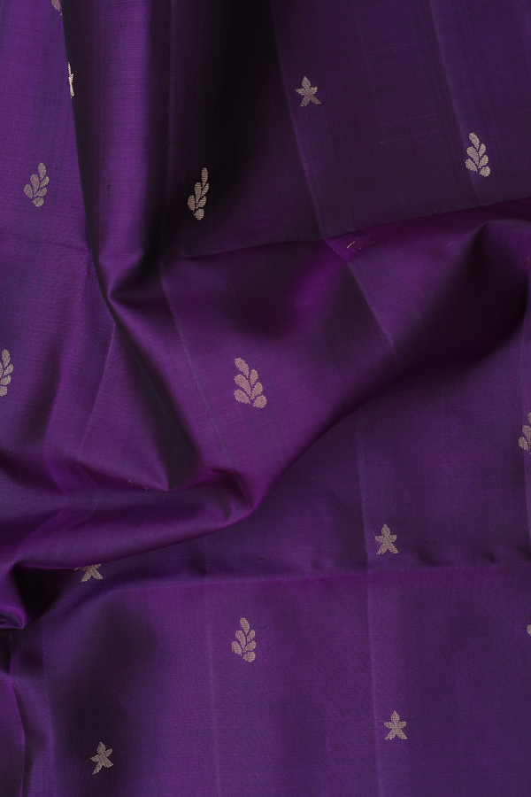 Soft Silk Saree In Regal Purple With Zari Buttis