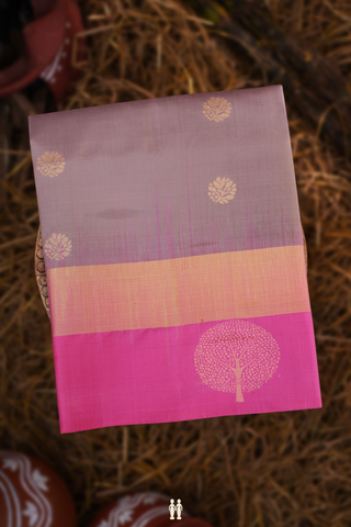 Soft Silk Saree In Rose Brown With Zari Buttas